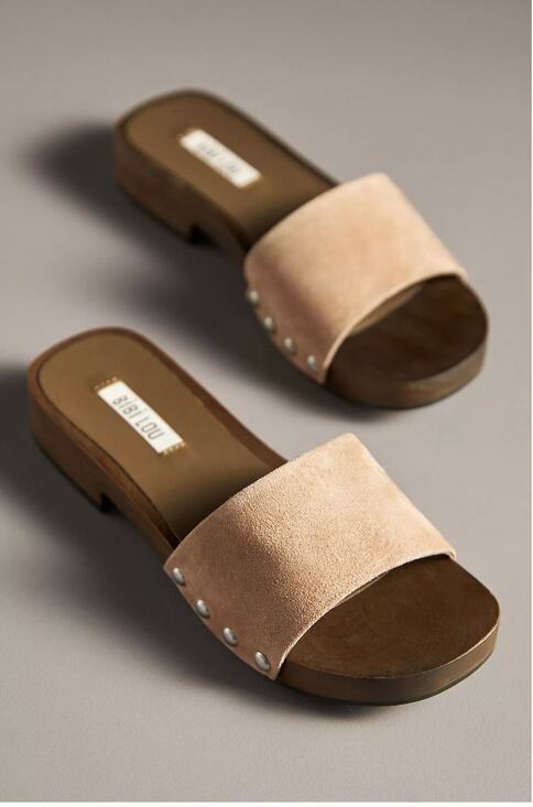 BiBi LOU Shoes - Bibi Lou (Anthropologie) Wood-Bottom Slides - Size 37